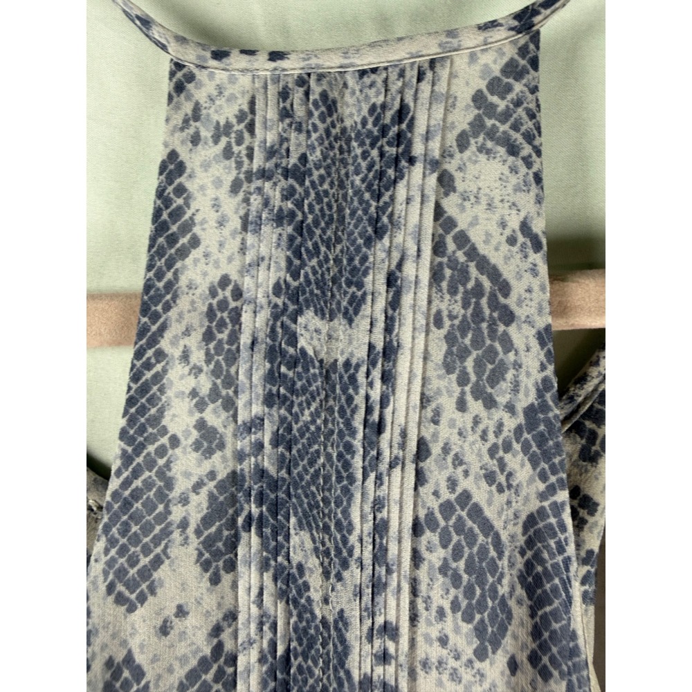 Joie Snakeskin Print Halter Mini Dress Blue Pleated Racerback‎ Small - Picture 7 of 9